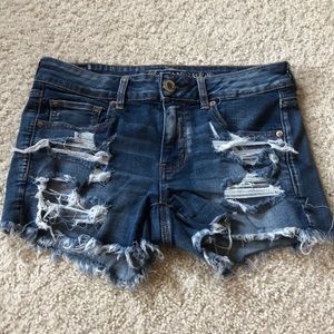 distressed american eagle midi jean shorts